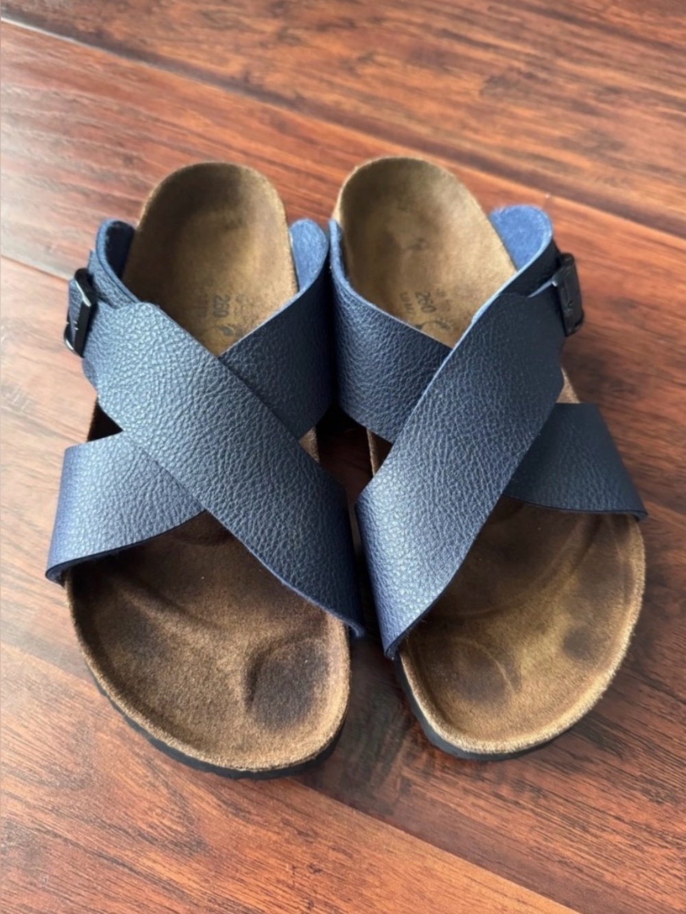 Birki's Birkenstock Siena Sandals Blue Criss Cross Slides Womens 9 Mens 7